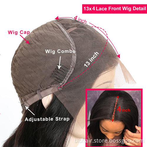 13x4 Front Lace Wig Real Human Hair Straight Hair Lace Closed Wig Suitable for Women 150% Density Brazilian Real Human Hair Wig